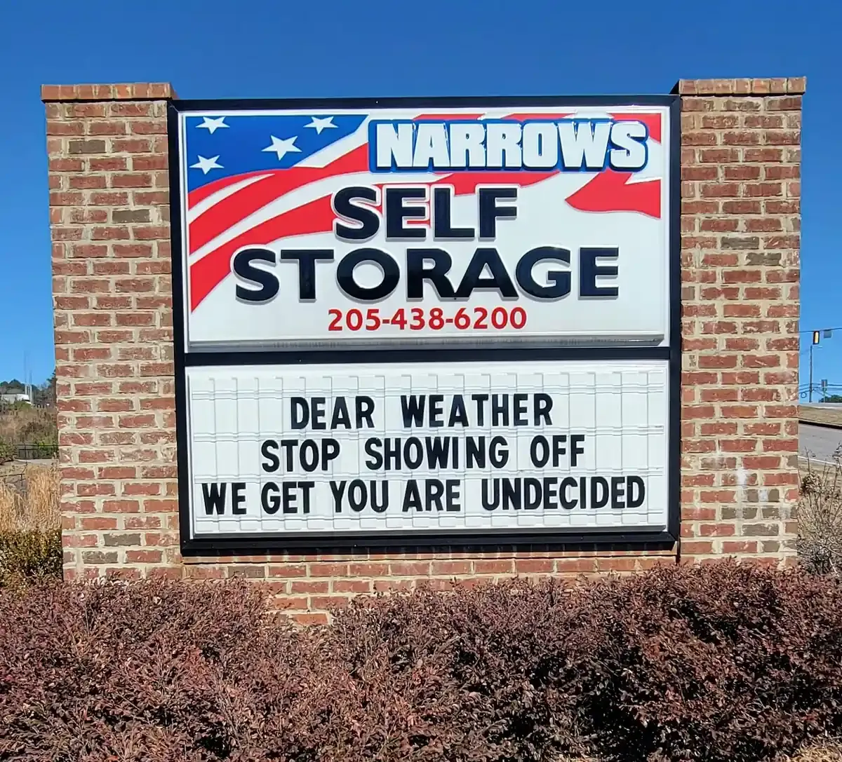 The Narrows Self Storage Front Sign